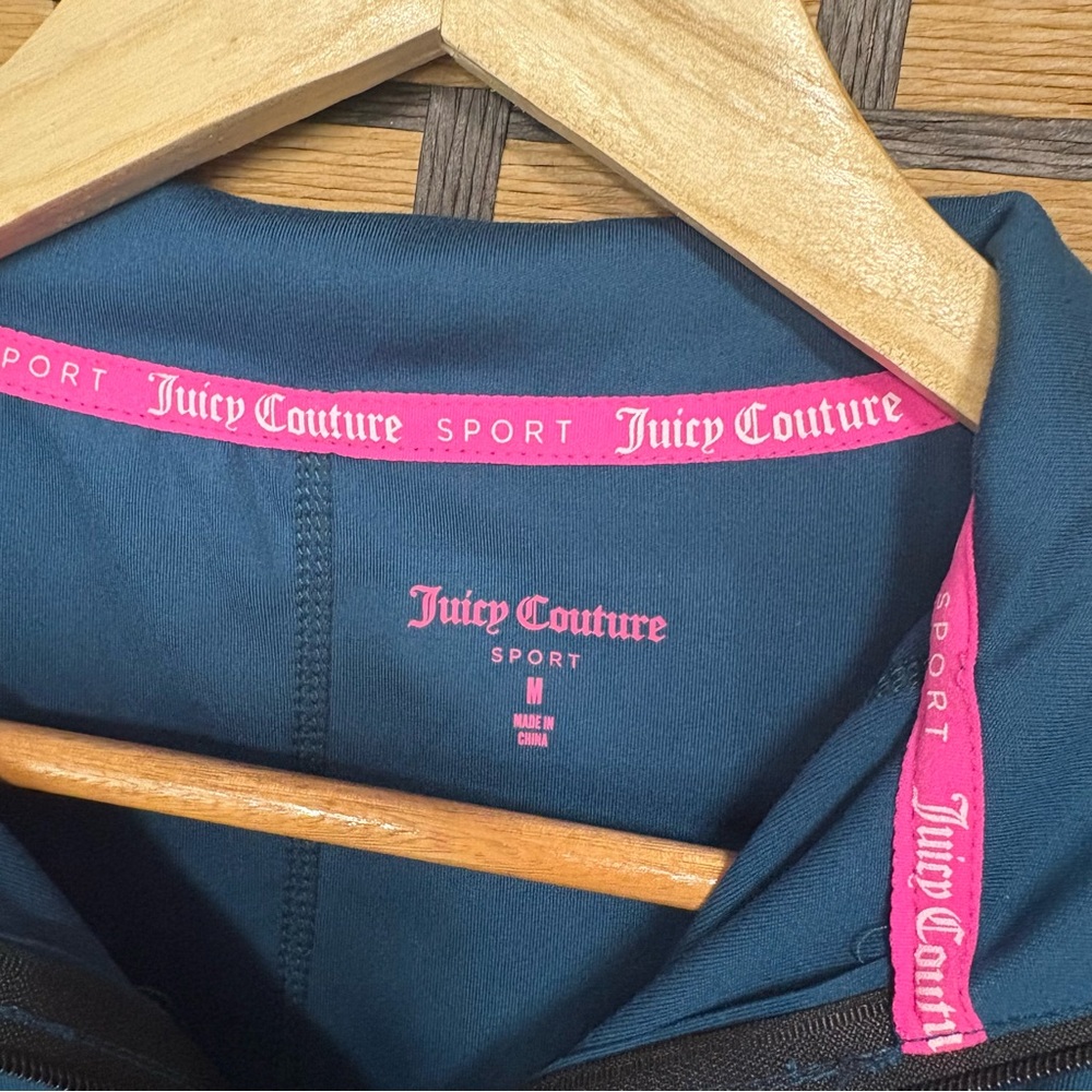 Juicy Couture Sport Teal Half Zip Run‎ Top Medium - Picture 6 of 8